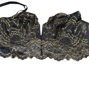 La SENZA Black and Gold Lace balconette style bra